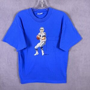Vintage Troy Aikman Dallas Cowboys Men's T-Shirt Large Single Stitch USA Made